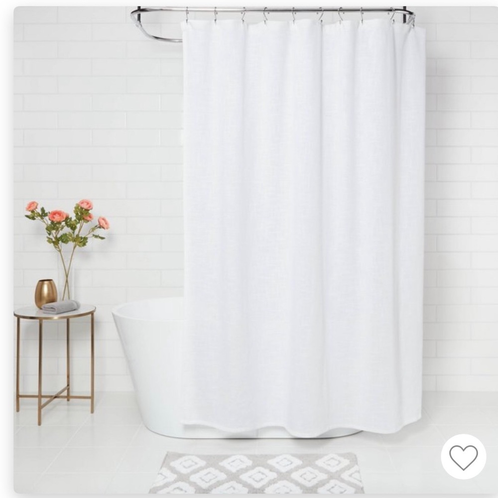 White Woven Threshold Shower Curtain